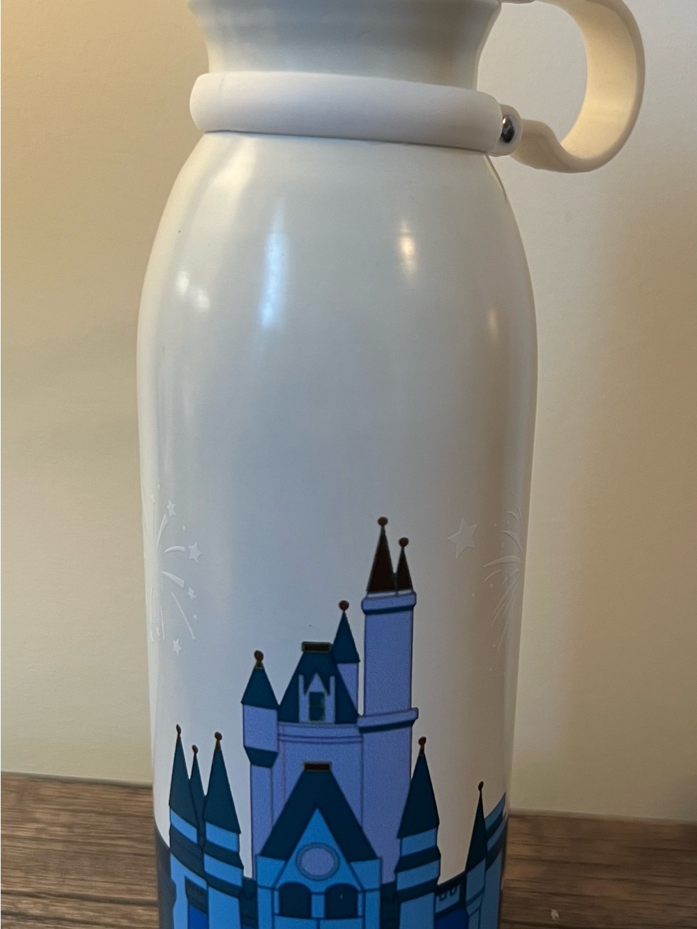 Disney Inspired  Cinderella Castle Color Changing Water Bottle White Blue Gold